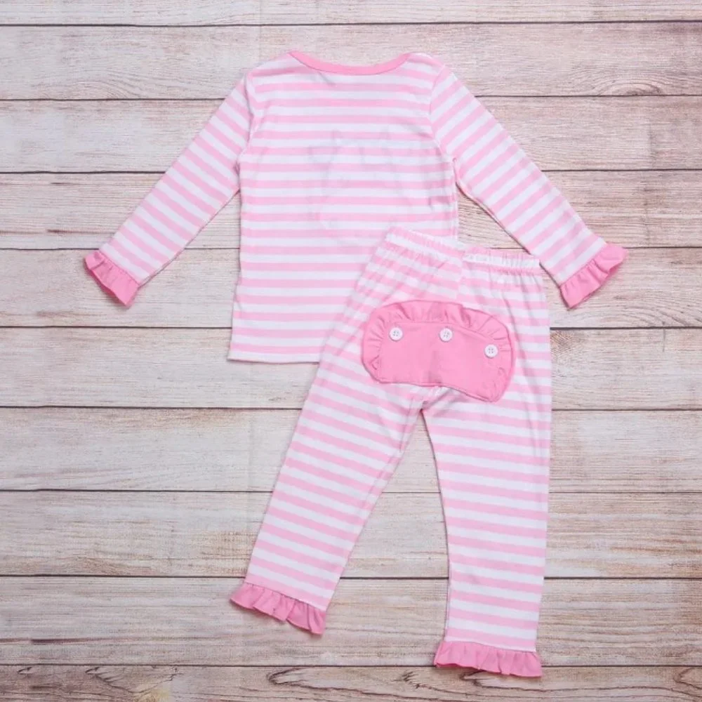 Boutique Farm Cow Girls Pink Short Sleeve Pajamas